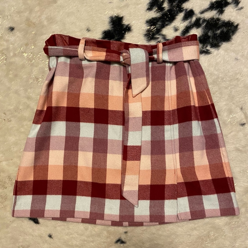 NWT 🏷️ LOFT Plaid A-Line Skirt with Removable Belt size 16P